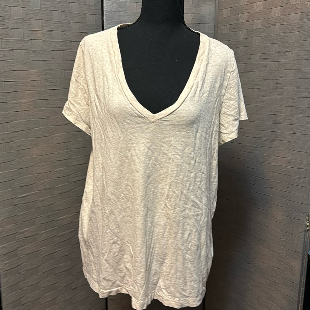 Beige V Neck J Crew Tee XXL
